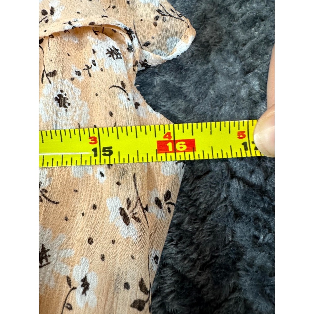LC Lauren Conrad Wrap Midi Dress Women Small Peach Floral Flutter Sleeve Classic - Picture 3 of 8